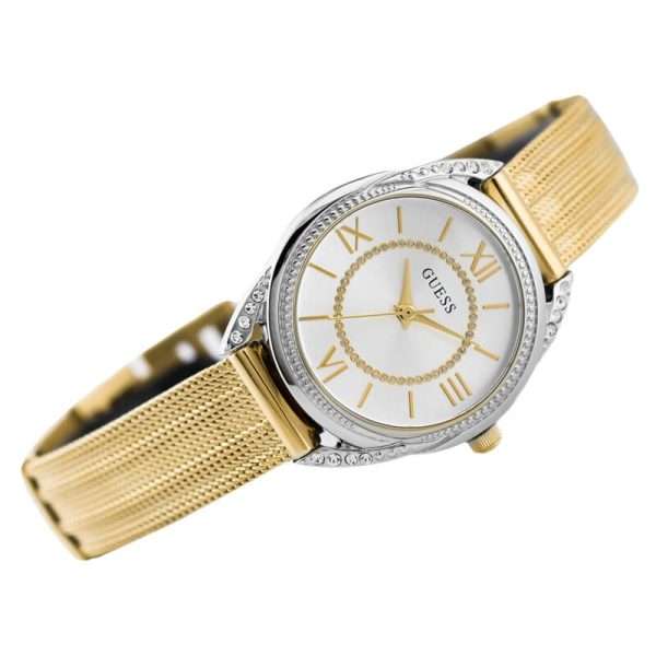 Guess Women’s Quartz Gold Stainless Steel Silver Dial 27mm Watch W1084L2 UAE DUBAI AJMAN SHARJAH ABU DHABI RAS AL KHAIMA UMM UL QUWAIN ALAIN FUJAIRAH