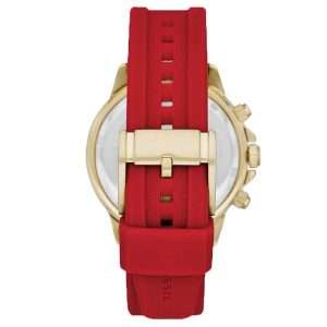 Fossil Men’s Quartz Red Silicone Strap Black Dial 45mm Watch BQ2499