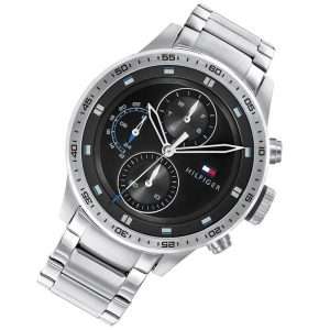 Tommy Hilfiger Men’s Quartz Silver Stainless Steel Black Dial 46mm Watch 1791805
