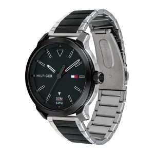 Tommy Hilfiger Men’s Quartz Two Tone Stainless Steel Black Dial 44mm Watch 1791619