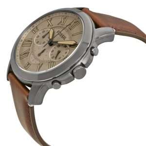 Fossil Men’s Quartz Brown Leather Strap Brown Dial 44mm Watch FS5214