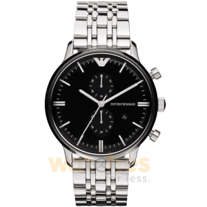 Emporio Armani Men’s Quartz Silver Stainless Steel Black Dial 43mm Watch AR0389