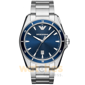 Emporio Armani Men’s Quartz Silver Stainless Steel Blue Dial 44mm Watch AR11100