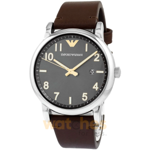 Alternative view of Emporio Armani Men’s Quartz Brown Leather Strap Grey Dial 43mm Watch AR11175