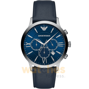 Emporio Armani Men’s Quartz Blue Leather Strap Blue Dial 43mm Watch AR11226