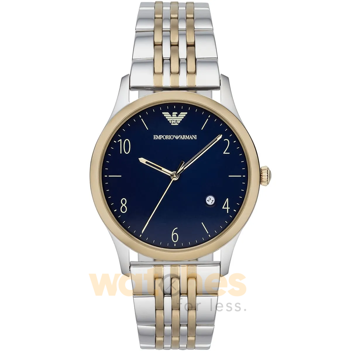 Emporio Armani Men’s Two Tone Stainless Steel Blue Dial 41mm Watch AR1868