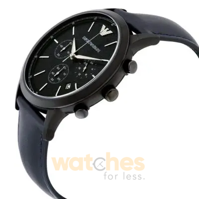 Emporio Armani Men’s Quartz Blue Leather Strap Blue Dial 43mm Watch AR2481 - Image 2
