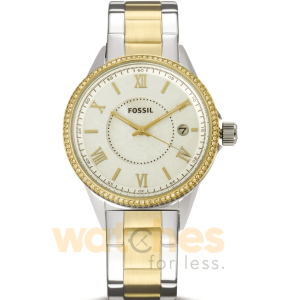 Fossil Women Quartz Two Tone Stainless Steel White Dial 38mm Watch BQ1107