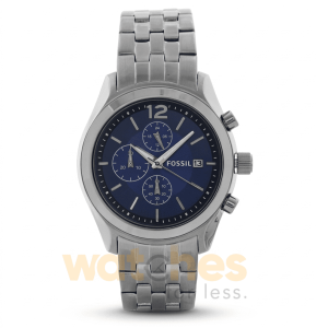 Fossil Men’s Quartz Grey Stainless Steel Blue Dial 42mm Watch BQ1482