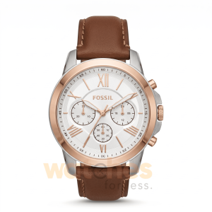 Fossil Men’s Quartz Brown Leather Strap Off White Dial 40mm Watch BQ1485