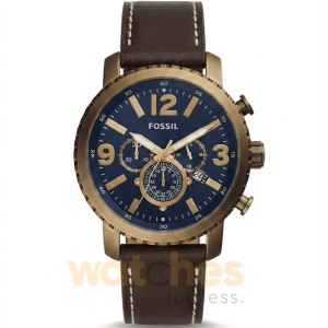 Fossil Men’s Quartz Brown Leather Strap Blue Dial 49mm Watch BQ2102