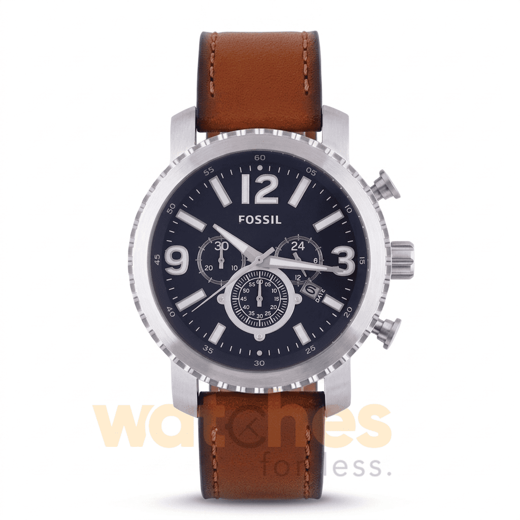 Fossil Men’s Quartz Brown Leather Strap Blue Dial 45mm Watch BQ2126