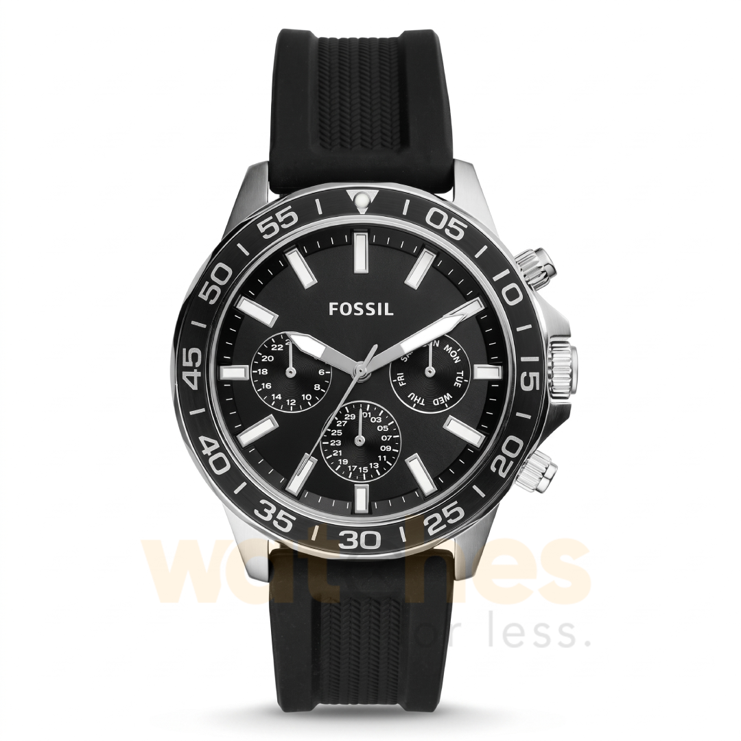 Fossil Men’s Quartz Black Silicone Strap Black Dial 45mm Watch BQ2494