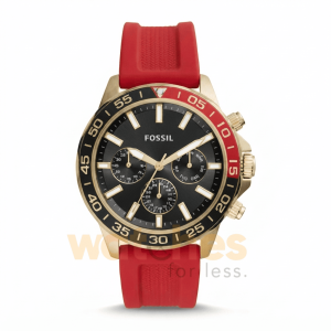 Fossil Men’s Quartz Red Silicone Strap Black Dial 45mm Watch BQ2499
