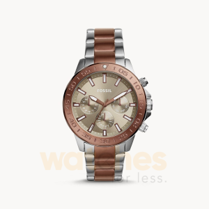 Fossil Men’s Quartz Two Tone Stainless Steel Silver Brown Dial 45mm Watch BQ2502
