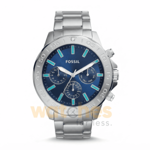 Fossil Men’s Quartz Silver Stainless Steel Blue Dial 45mm Watch BQ2503