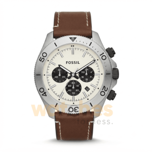 Fossil Men’s Quartz Brown Leather Strap White Dial 45mm Watch CH2886