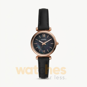 Fossil Women’s Quartz Black Leather Strap Black Mother Of Pearl Dial 28mm Watch ES4700 (Without Tag)