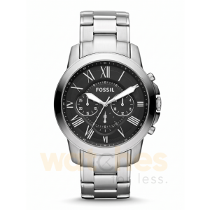 Fossil Men’s Chronograph Quartz Silver Stainless Steel Black Dial 44mm Watch FS4736 (Without Tag)