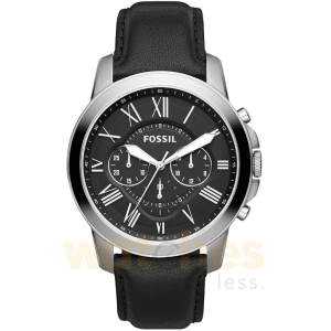 Fossil Men’s Quartz Black Leather Strap Black Dial 44mm Watch FS4812