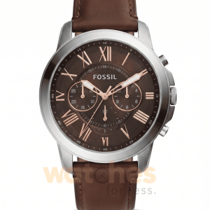 Fossil Men’s Quartz Brown Leather Strap Black Dial 44mm Watch FS4813