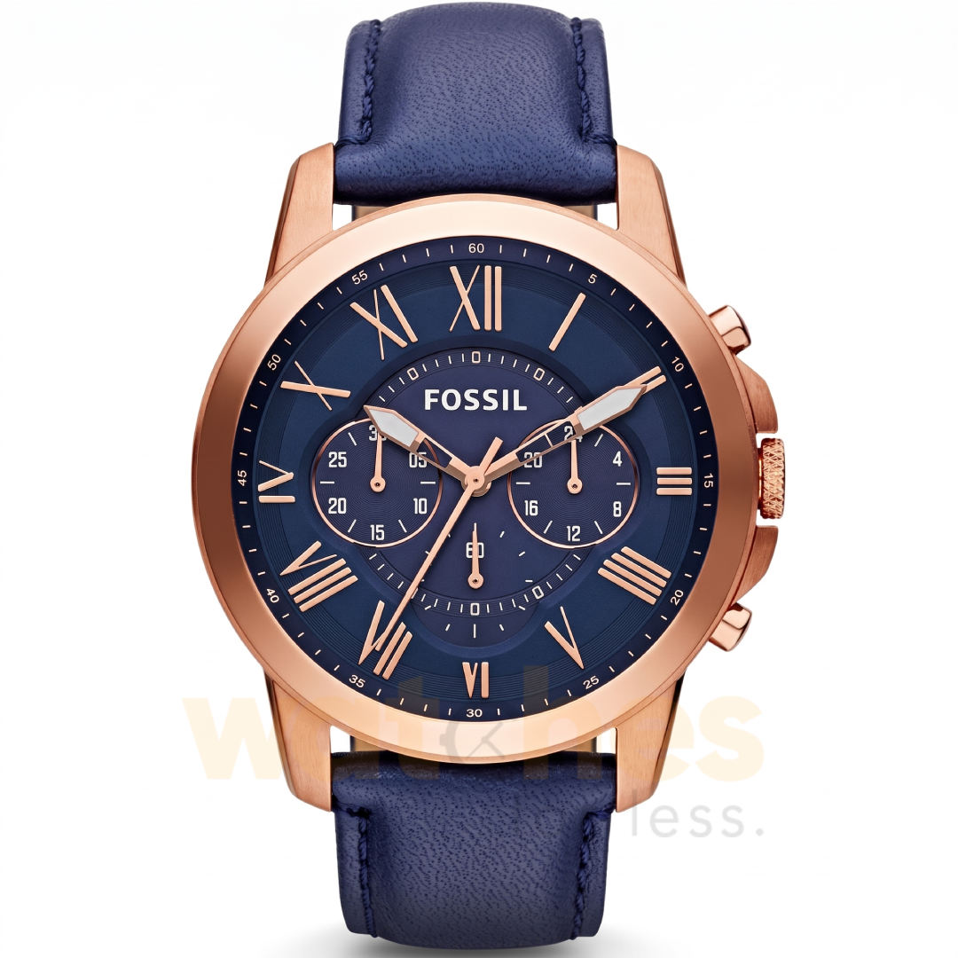 Fossil Men’s Quartz Blue Leather Strap Blue Dial 44mm Watch FS4835