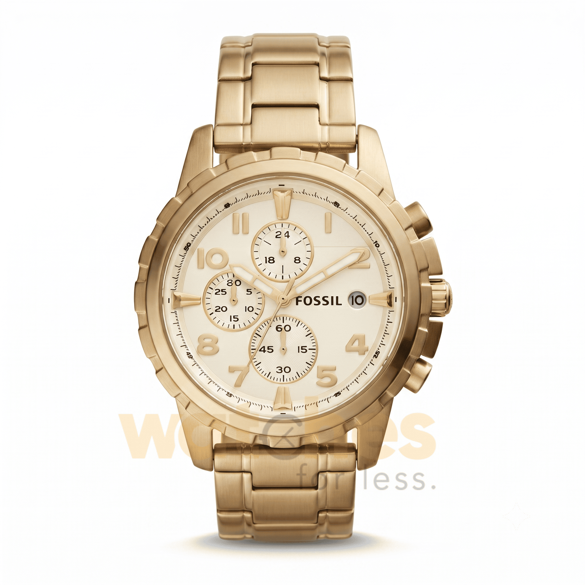 Fossil Men’s Quartz Gold Stainless Steel Gold Dial 45mm Watch FS4867