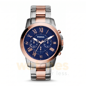 Fossil Men’s Quartz Two Tone Stainless Steel Blue Dial 44mm Watch FS5024