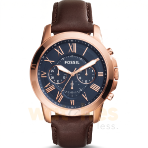 Fossil Men’s Quartz Brown Leather Strap Blue Dial 44mm Watch FS5068