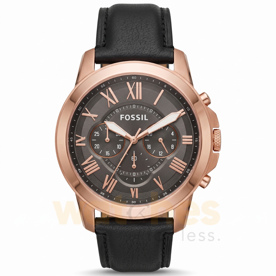 Fossil Men’s Quartz Black Leather Strap Grey Dial 44mm Watch FS5085