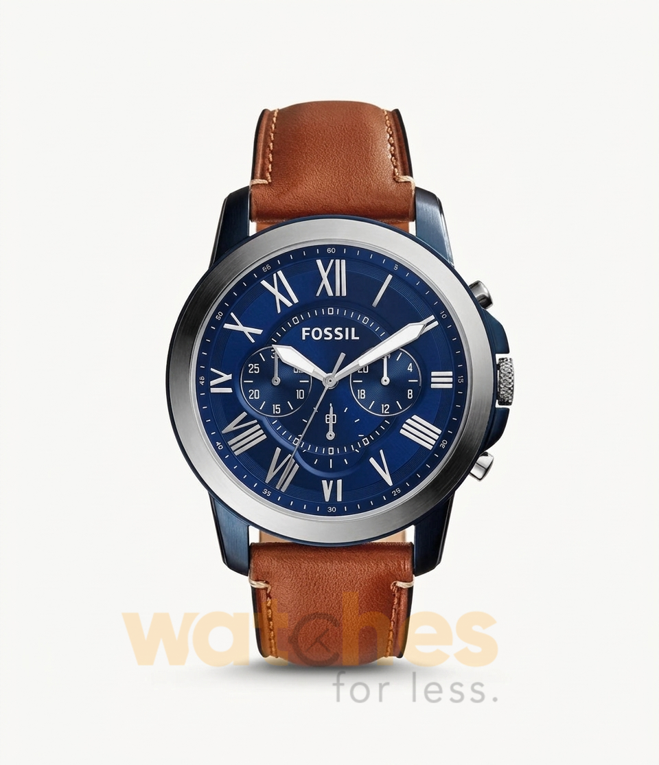 Fossil Men’s Quartz Brown Leather Strap Blue Dial 44mm Watch FS5151 (Shelf Leftover)