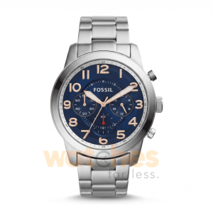 Fossil Men’s Quartz Silver Stainless Steel Blue Dial 44mm Watch FS5203