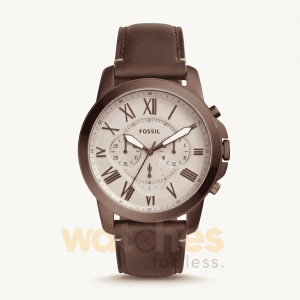 Fossil Men’s Quartz Brown Leather Strap Grey Dial 44mm Watch FS5344