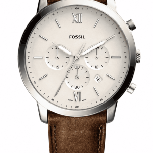 Fossil Men’s Quartz Brown Leather Strap Beige Dial 44mm Watch FS5380