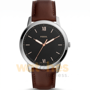 Fossil Men’s Quartz Brown Leather Strap Black Dial 44mm Watch FS5464