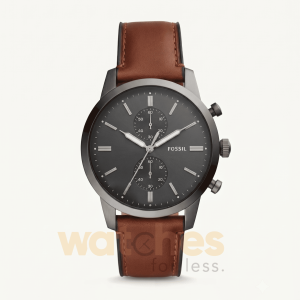 Fossil Men’s Quartz Brown Leather Strap Grey Dial 44mm Watch FS5522