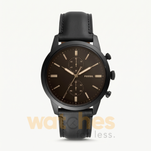 Fossil Men’s Quartz Black Leather Strap Black Dial 44mm Watch FS5585
