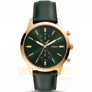 Fossil Men’s Quartz Green Leather Strap Green Dial 44mm Watch FS5599