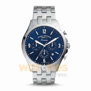 Fossil Men’s Quartz Silver Stainless Steel Blue Dial 46mm Watch FS5605