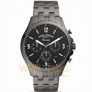 Fossil Men’s Quartz Grey Stainless Steel Black Dial 46mm Watch FS5606