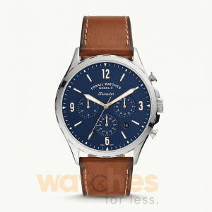 Fossil Men’s Quartz Brown Leather Strap Blue Dial 46mm Watch FS5607