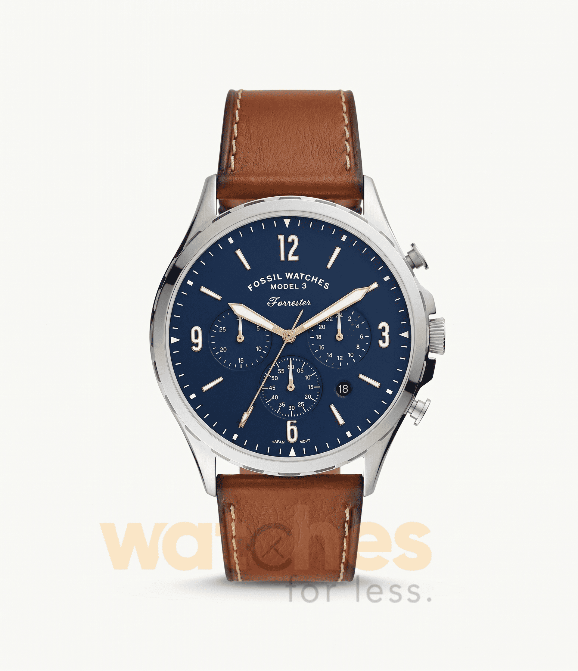Fossil Men’s Quartz Brown Leather Strap Blue Dial 46mm Watch FS5607