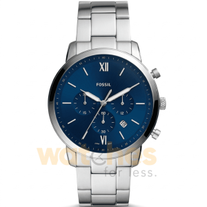 Fossil Men’s Quartz Silver Stainless Steel Blue Dial 44mm Watch FS5792