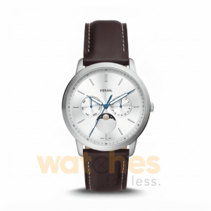Fossil Men’s Quartz Brown Leather Strap Silver Dial 42mm Watch FS5905