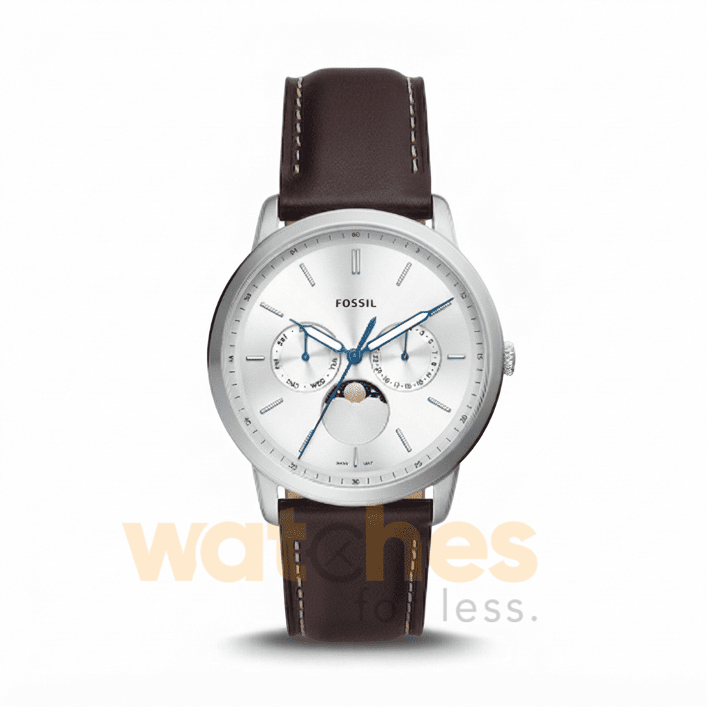 Fossil Men’s Quartz Brown Leather Strap Silver Dial 42mm Watch FS5905