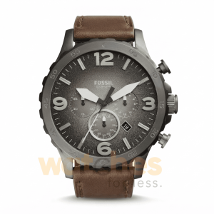 Fossil Men’s Quartz Brown Leather Strap Grey Dial 50mm Watch JR1424 UAE DUBAI AJMAN SHARJAH ABU DHABI RAS AL KHAIMA UMM UL QUWAIN ALAIN FUJAIRAH