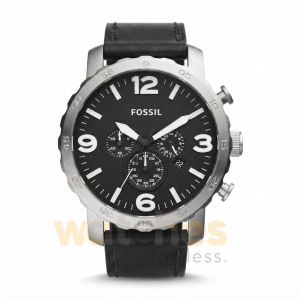Fossil Men’s Quartz Black Leather Strap Black Dial 50mm Watch JR1436
