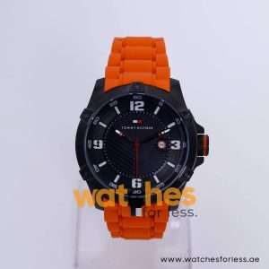 Tommy Hilfiger Men’s Quartz Orange Silicone Strap Black Dial 45mm Watch 1790793 UAE DUBAI AJMAN SHARJAH ABU DHABI RAS AL KHAIMA UMM UL QUWAIN ALAIN FUJAIRAH