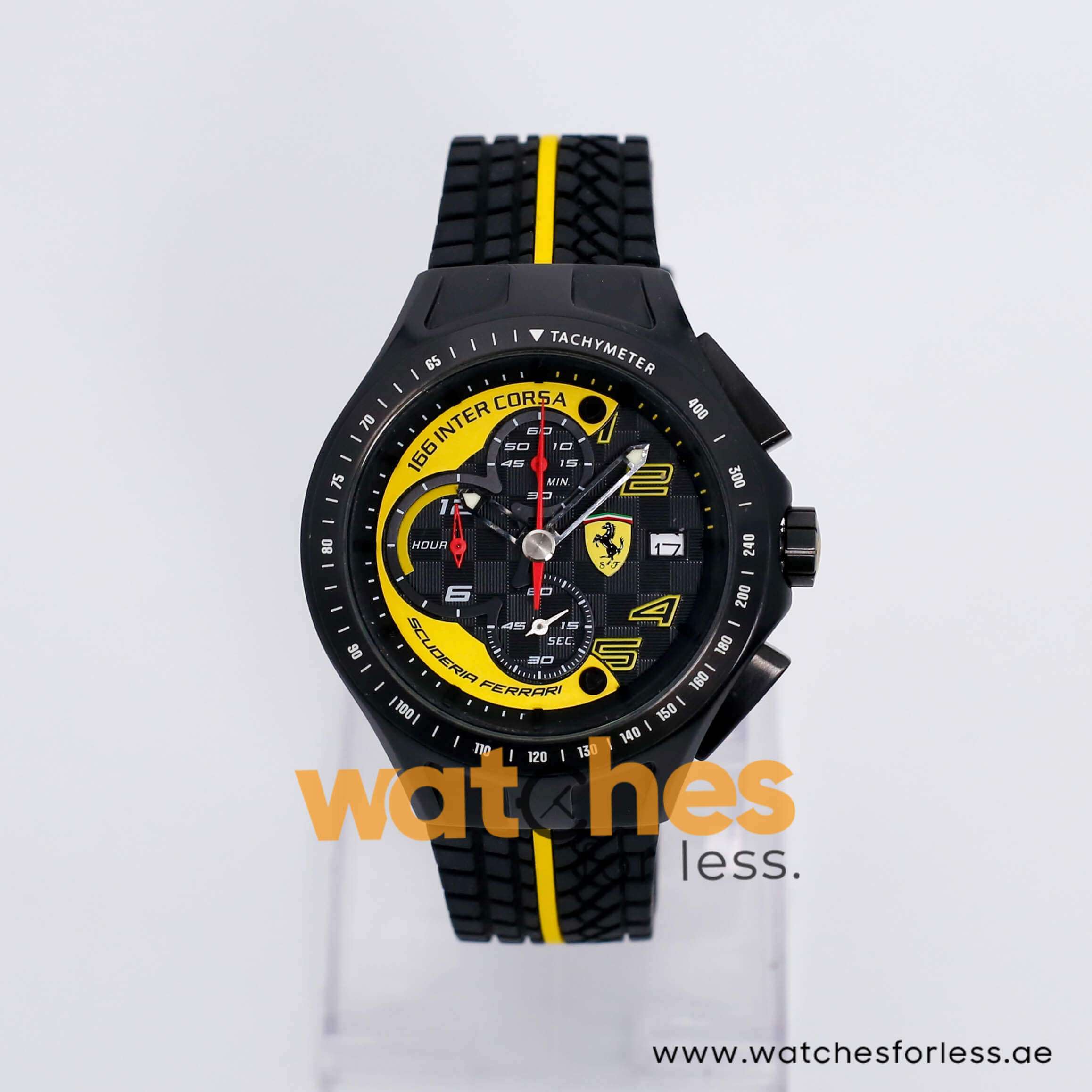 Ferrari Men s Quartz Black Yellow Silicone Strap Black Yellow