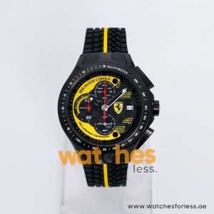 Ferrari Men’s Quartz Black & Yellow Silicone Strap Black & Yellow Dial 44mm Watch 0830078 UAE DUBAI AJMAN SHARJAH ABU DHABI RAS AL KHAIMA UMM UL QUWAIN ALAIN FUJAIRAH